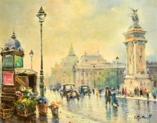 T. Martorell, figures on a Paris Street, oil on canvas, signed, 13