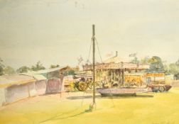 Bernard Sickert (1862-1932) a watercolour sketch of a fun fair, signed and dated 1921, 10
