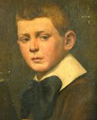 19th Century School, a head study of a young boy, oil on canvas laid down, 12.25