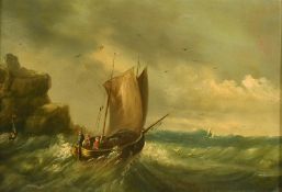 Late 19th Century French School, a marine scene, oil on board, 12