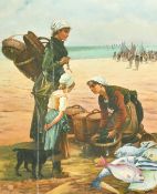 Eugene Leroy, female figures sorting the catch, oil on canvas, signed, 23.75