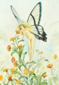 Pat Gregory, 'After the Butterfly by Luis Falero 1893', watercolour, inscribed, initialled P.G, 15.