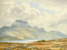 Frank Egginton (1908-1990) British, An extensive landscape with water and mountains beyond,