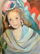 S. Guyonnet, a fauvist style portrait of a lady, oil on canvas laid down, signed, 24