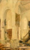 19th Century French School, a church interior, oil on canvas, indistinctly inscribed verso, 13