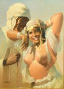 Garcia, an Arab gentleman with a female companion, oil on panel, signed, 15.75