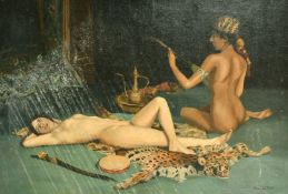Paul Leroy, female nudes in an Eastern interior, oil on canvas, signed, 23