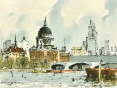 Edward Wesson (1910-1983) British, A view of St Paul's, watercolour, signed, 10