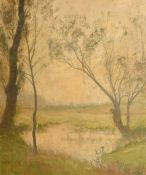 A. Schilleah, circa 1906, a tree lined landscape, oil on canvas, signed, 18