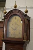 A good George III mahogany longcase clock with brass arch shaped dial and eight day movement