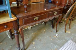 A Victorian mahogany two drawer side table.