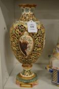 A Fischer Budapest reticulated vase.