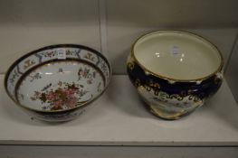 A Samson of Paris famille rose style porcelain bowl together with a George Jones jardiniere.