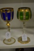 Two Bohemian glass goblets.