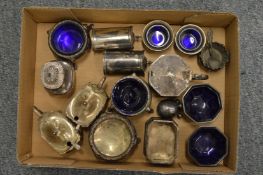 A quantity of silver condiments.