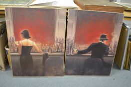After Jack Vettriano, pair of colour prints.