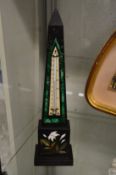 A good Victorian Derbyshire Ashby marble obelisk thermometer. (Exemption certificate present)