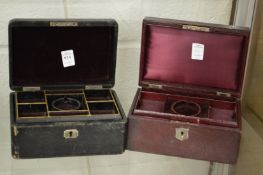 Two Victorian leather jewellery boxes.