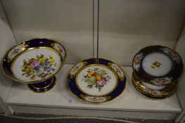 Floral decorated comports and similar plates.