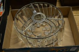 A cut glass chandelier.