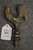 A French cast brass cockerel car mascot.