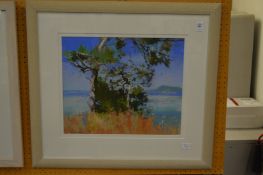 Sheila Goodman, headland in Turkey, pastel, signed.