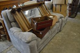 A modern two seater settee and armchair.