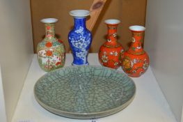 Chinese celadon crack glaze dish and other items.