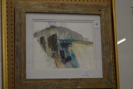 Terry McKivragan, fishing boats and Hastings, watercolour.