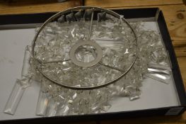 A cut glass chandelier.