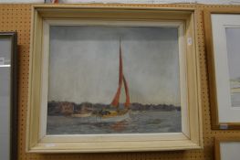 Yachts and boats of the South coast, oil on canvas.