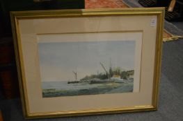 Pin Mill Suffolk, colour print.