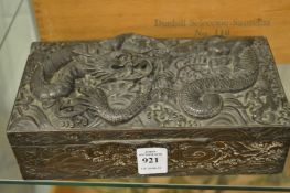 A Chinese cast metal cigarette box.