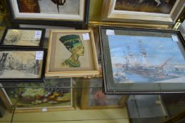 A small group of paintings and prints.