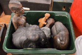 Carved African figures etc.