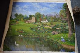 Modern landscape, oil on canvas, unframed.