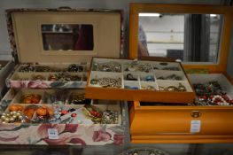 Two jewellery boxes containing a large quantity of bijouterie etc.
