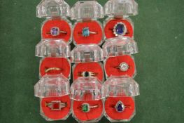 Nine various dress rings.