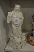 A blanc de chine figure of a Chinese deity.