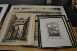 Shooting match colour engraving, panoramic view of London and other similar items.