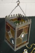A stain glass hall lantern (shade only).