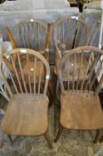 Six stickback kitchen chairs.