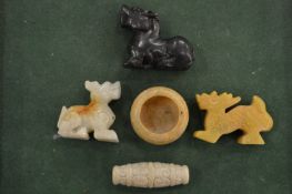 Various Chinese hardstone carvings.