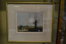 Peter Newcombe, Sulgrave at evening, watercolour, signed.
