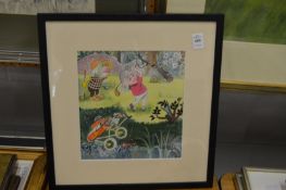 Bill Mevin, colourful original artwork depicting golfers, possibly from The Herb Garden.