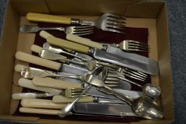 A small group of flatware.