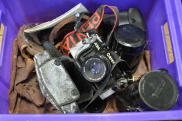 A box of camera equipment.