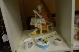 A Goldscheider porcelain figure group (faults) and other china.