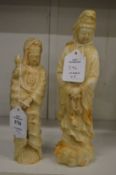 Two Chinese carved hardstone figures of Guanyin.