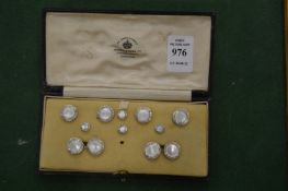 Mappin and Webb cased set of dress studs and cufflinks (one stud lacking).